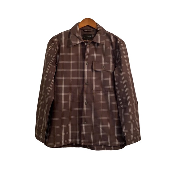 Club Monaco Men’s Work Shirt Cotton Blend Windowpane Military Olive Color Size S - Picture 5 of 10